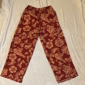 Mlle Gabrielle Floral Wide Leg Pants in Red and Cream